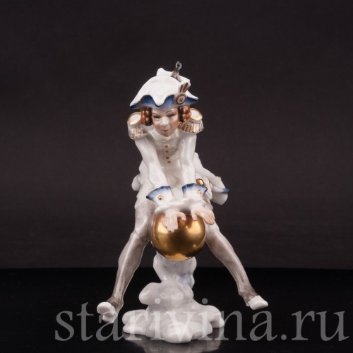 Фарфоровая статуэтка Мюнхгаузен ня ядре, Hutschenreuther, Германия, 1955-69 гг.