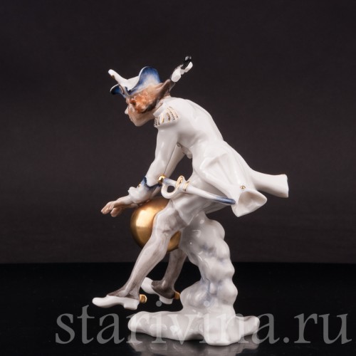 Фарфоровая статуэтка Мюнхгаузен ня ядре, Hutschenreuther, Германия, 1955-69 гг.