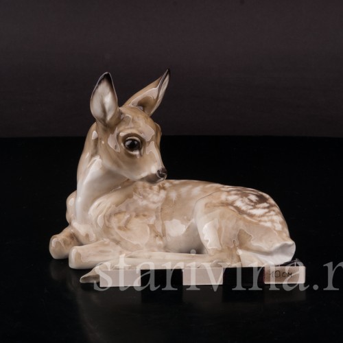 Фигурка из фарфора Лежащий оленёнок, Hutschenreuther, Германия, 1955-69 гг.