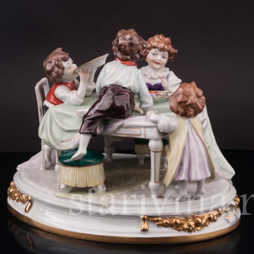 Фарфоровая композиция За столом, Scheibe-Alsbach, Германия, сер. 20 в.