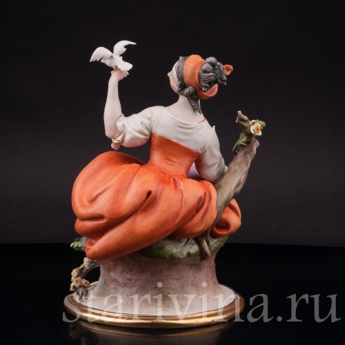 Бисквитная статуэтка Девушка с голубем, Giuseppe Cappe, Италия, 1959 г.