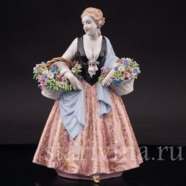 Фарфоровая фигурка девушки Цветочница, Luigi Fabris, Италия,, пер. пол. 20 в.