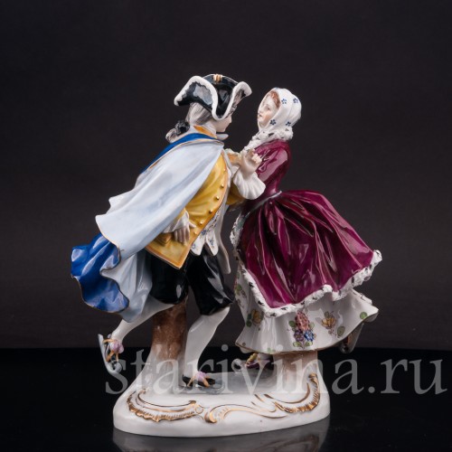 Фарфоровая статуэтка Танец на льду, пара на коньках, Volkstedt, Германия, нач. 20 в.