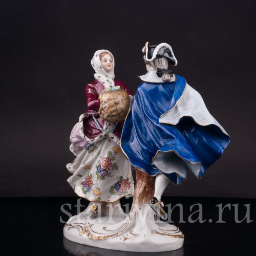 Фарфоровая статуэтка Танец на льду, пара на коньках, Volkstedt, Германия, нач. 20 в.