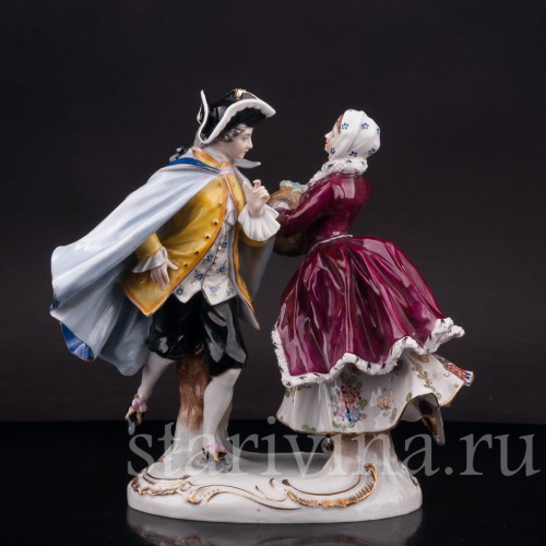 Фарфоровая статуэтка Танец на льду, пара на коньках, Volkstedt, Германия, нач. 20 в.