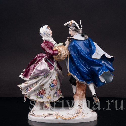 Фарфоровая статуэтка Танец на льду, пара на коньках, Volkstedt, Германия, нач. 20 в.