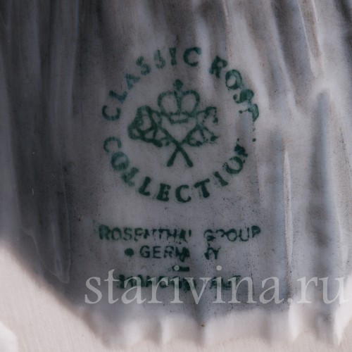 Фигурка птицы из фарфора Зелёный дятел на пне Rosenthal, Германия, 1970 гг.