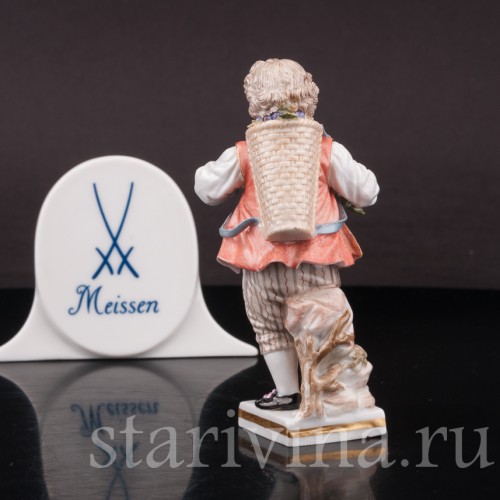 Фарфоровая статуэтка Мальчик с корзиной винограда, Meissen, Германия, сер. 19 - нач. 20 вв.
