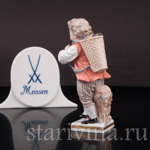 Фарфоровая статуэтка Мальчик с корзиной винограда, Meissen, Германия, сер. 19 - нач. 20 вв.