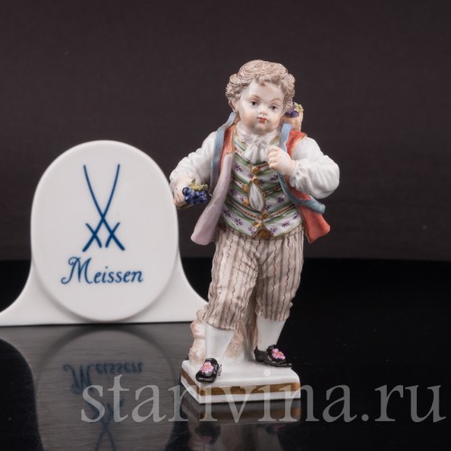 Фарфоровая статуэтка Мальчик с корзиной винограда, Meissen, Германия, сер. 19 - нач. 20 вв.