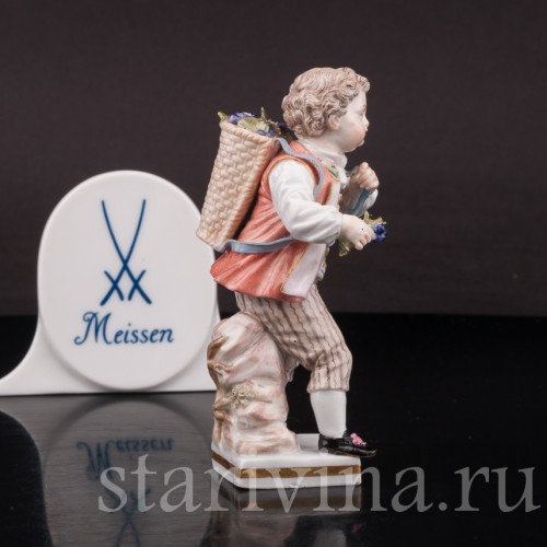Фарфоровая статуэтка Мальчик с корзиной винограда, Meissen, Германия, сер. 19 - нач. 20 вв.