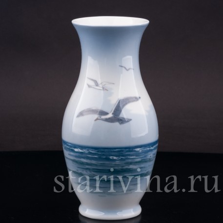 Фарфоровая ваза Чайки, Royal Copenhagen, Дания, 1967 г.