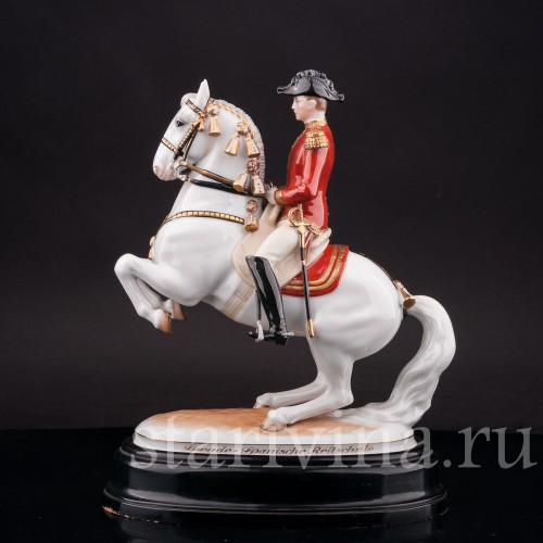 Фарфоровая статуэтка Левада с наездником, испанская школа верховой езды, Augarten, Австрия, сер. 20 в.