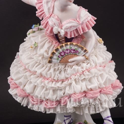 Фарфоровая статуэтка танцовщицы Фанни Эльслер, кружевная, Volkstedt, Германия, вт. пол. 20 в.