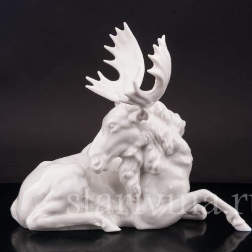 Фарфоровая статуэтка Лежащий лось, Hutschenreuther, Германия, 1939 - 1965 гг.