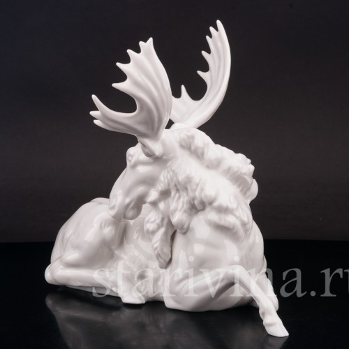 Фарфоровая статуэтка Лежащий лось, Hutschenreuther, Германия, 1939 - 1965 гг.