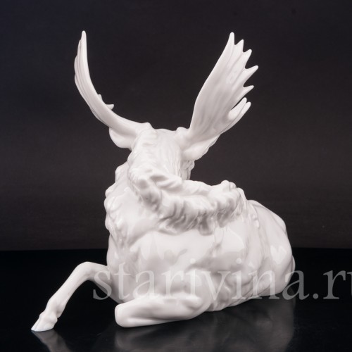 Фарфоровая статуэтка Лежащий лось, Hutschenreuther, Германия, 1939 - 1965 гг.