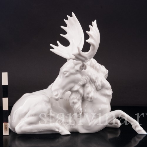 Фарфоровая статуэтка Лежащий лось, Hutschenreuther, Германия, 1939 - 1965 гг.