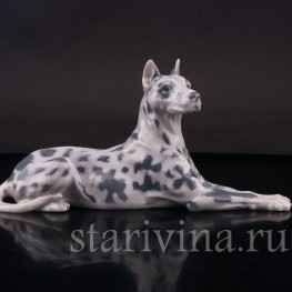 Фарфоровая статуэтка собаки Лежащий дог, Royal Copenhagen, Дания, 1956 год.