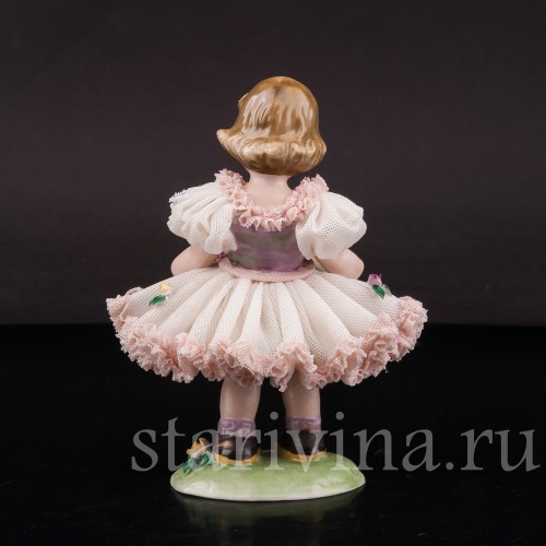 Фигурка из фарфора Девочка с цветами, кружевная, Karl Klette, Германия, 1962-90 гг.