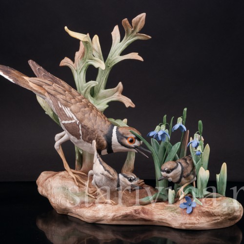 Фарфоровая статуэтка птиц Зуёк с птенцами, Boehm Porcelain, США, вт. пол. 20 в.