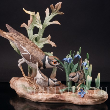 Фарфоровая статуэтка птиц Зуёк с птенцами, Boehm Porcelain, США, вт. пол. 20 в.
