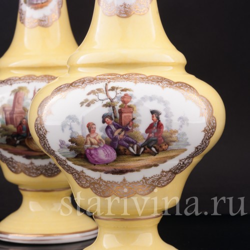 Декоративные Парные жёлтые вазы, Helena Wolfsohn, Германия, 1875-1883 гг.