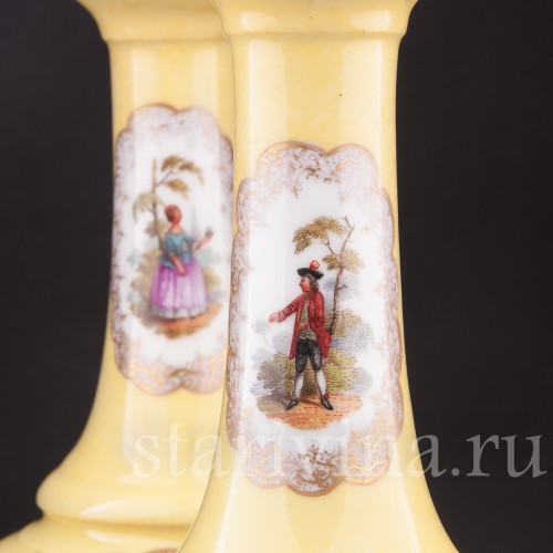 Декоративные Парные жёлтые вазы, Helena Wolfsohn, Германия, 1875-1883 гг.