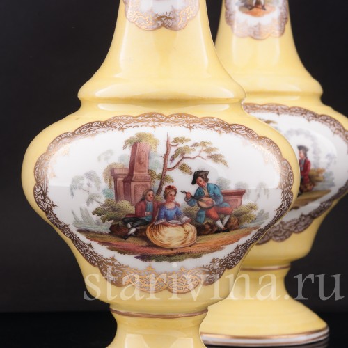 Декоративные Парные жёлтые вазы, Helena Wolfsohn, Германия, 1875-1883 гг.