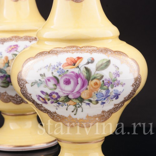 Декоративные Парные жёлтые вазы, Helena Wolfsohn, Германия, 1875-1883 гг.