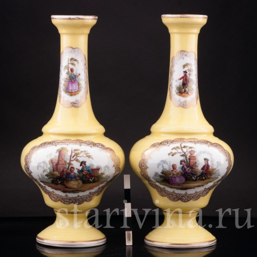 Декоративные Парные жёлтые вазы, Helena Wolfsohn, Германия, 1875-1883 гг.