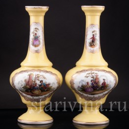 Декоративные Парные жёлтые вазы, Helena Wolfsohn, Германия, 1875-1883 гг.