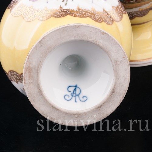 Декоративные Парные жёлтые вазы, Helena Wolfsohn, Германия, 1875-1883 гг.