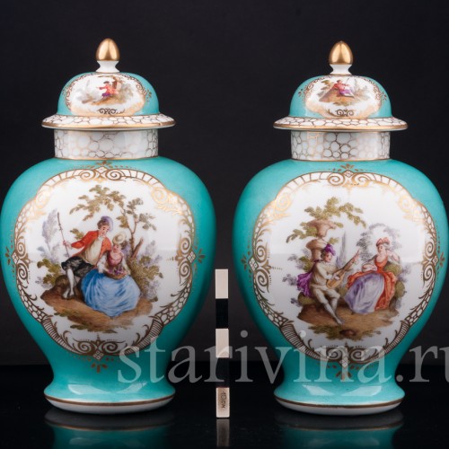 Декоративные вазы-урны Пасторальные сцены, Helena Wolfsohn, Германия, 1870-80е гг.