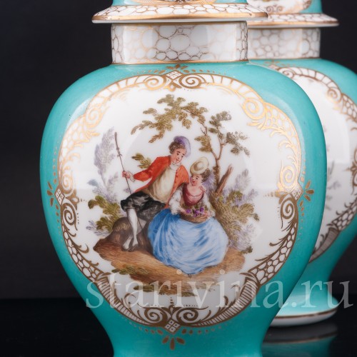 Декоративные вазы-урны Пасторальные сцены, Helena Wolfsohn, Германия, 1870-80е гг.