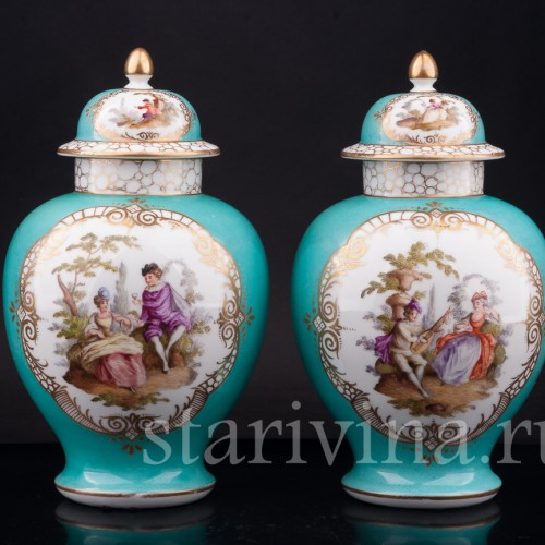 Декоративные вазы-урны Пасторальные сцены, Helena Wolfsohn, Германия, 1870-80е гг.