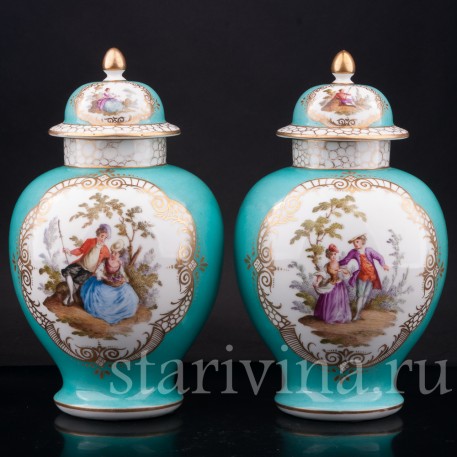 Декоративные вазы-урны Пасторальные сцены, Helena Wolfsohn, Германия, 1870-80е гг.