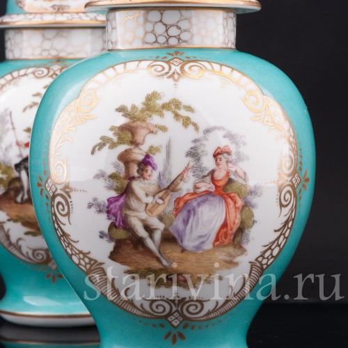 Декоративные вазы-урны Пасторальные сцены, Helena Wolfsohn, Германия, 1870-80е гг.