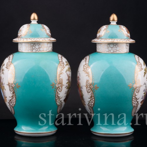 Декоративные вазы-урны Пасторальные сцены, Helena Wolfsohn, Германия, 1870-80е гг.