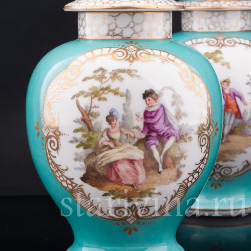 Декоративные вазы-урны Пасторальные сцены, Helena Wolfsohn, Германия, 1870-80е гг.