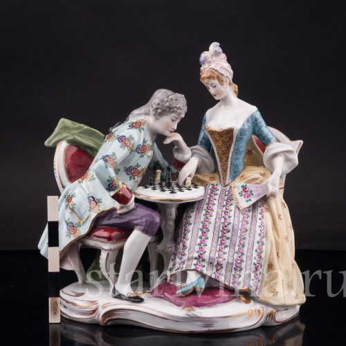 Композиция из фарфора Шахматная партия, Dressel, Kister & Cie, Германия, пер. пол. 20 в.