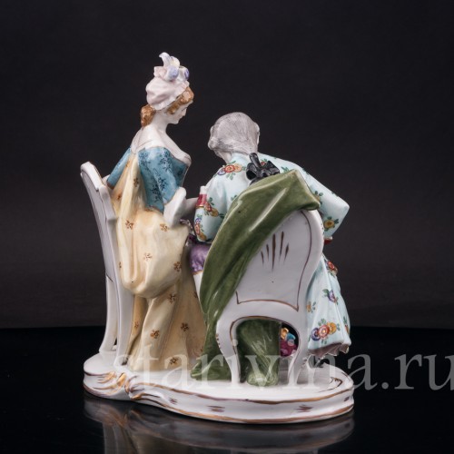 Композиция из фарфора Шахматная партия, Dressel, Kister & Cie, Германия, пер. пол. 20 в.