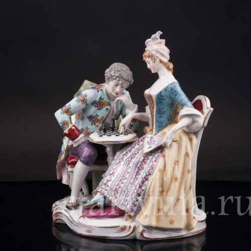 Композиция из фарфора Шахматная партия, Dressel, Kister & Cie, Германия, пер. пол. 20 в.