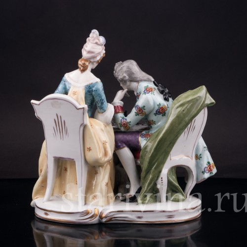 Композиция из фарфора Шахматная партия, Dressel, Kister & Cie, Германия, пер. пол. 20 в.