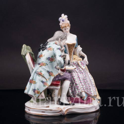 Композиция из фарфора Шахматная партия, Dressel, Kister & Cie, Германия, пер. пол. 20 в.