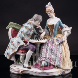 Композиция из фарфора Шахматная партия, Dressel, Kister & Cie, Германия, пер. пол. 20 в.