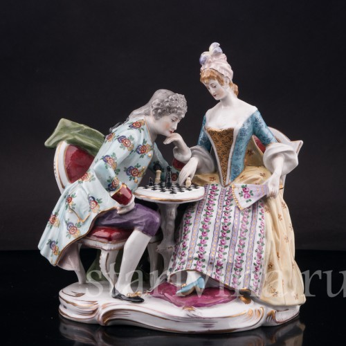 Композиция из фарфора Шахматная партия, Dressel, Kister & Cie, Германия, пер. пол. 20 в.
