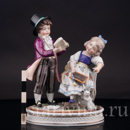 Фарфоровая статуэтка Урок, Volkstedt, Германия, 1899-1909 гг.