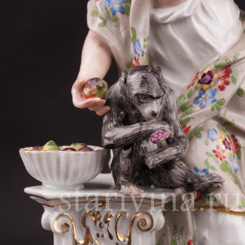 Фарфоровая статуэтка Девушка с обезьяной, Samson, Франция, 19 в.