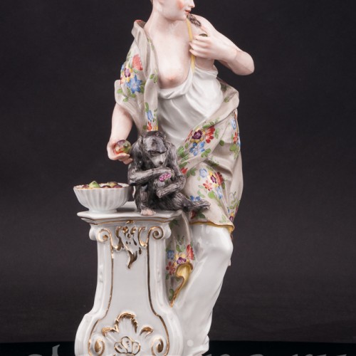 Фарфоровая статуэтка Девушка с обезьяной, Samson, Франция, 19 в.